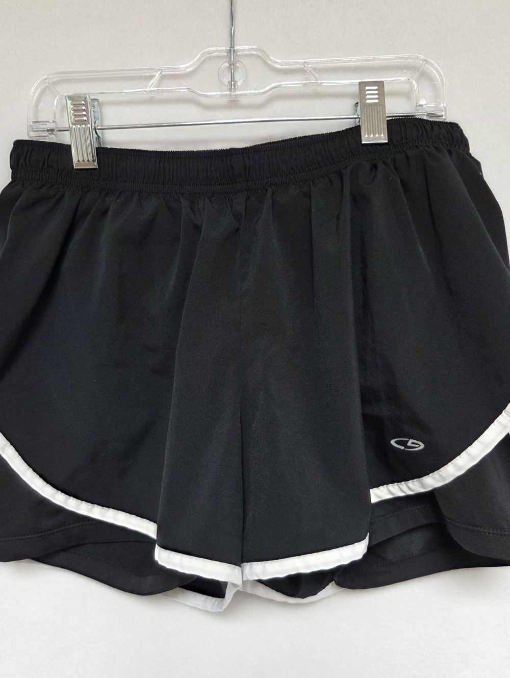 Champion Medium Black Athletic Running Shorts with White Trim